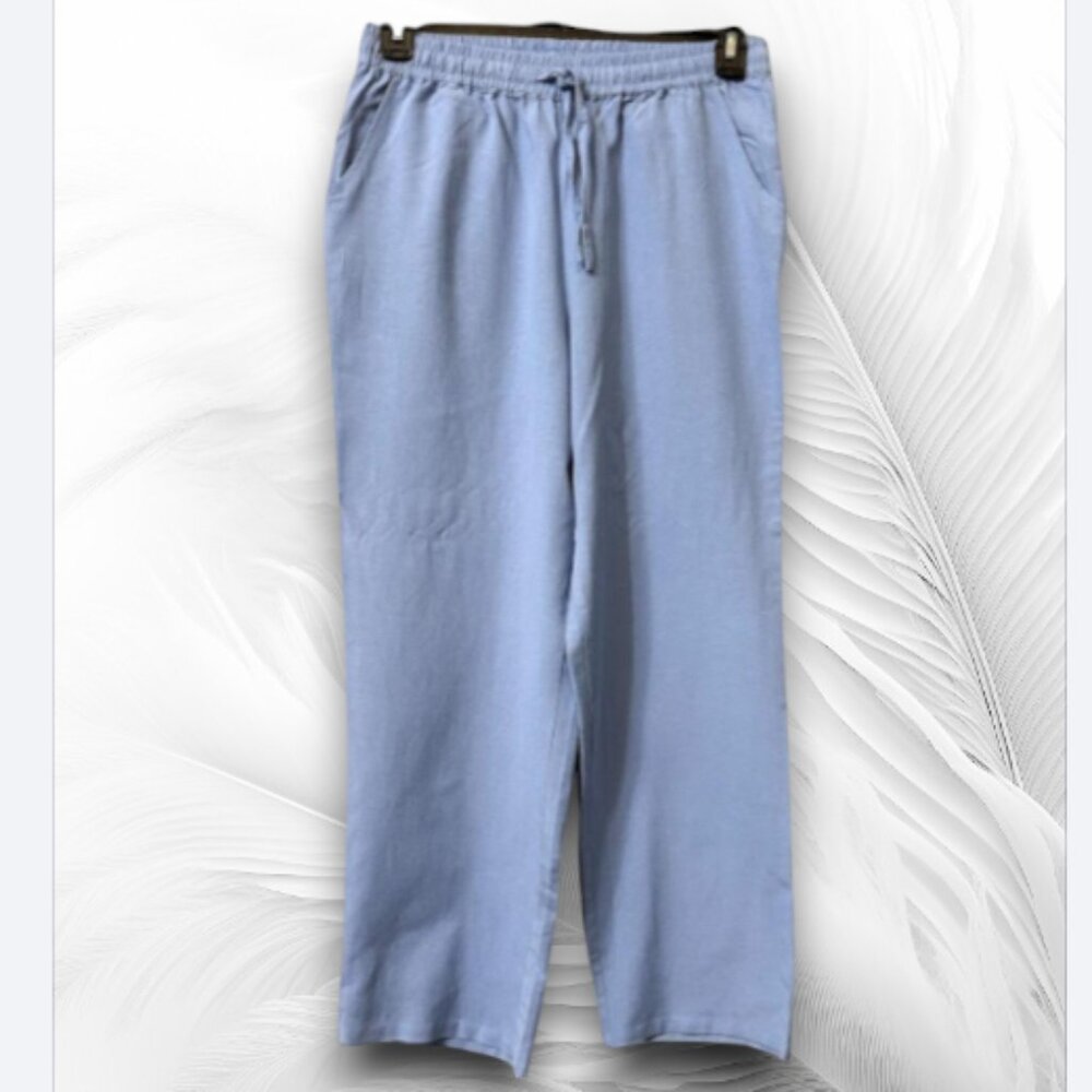 New Light Blue Women's Pants With Elastic Waistband Size: M